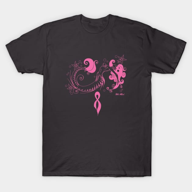 Mermaid: Breast Cancer Awareness T-Shirt by CMProds